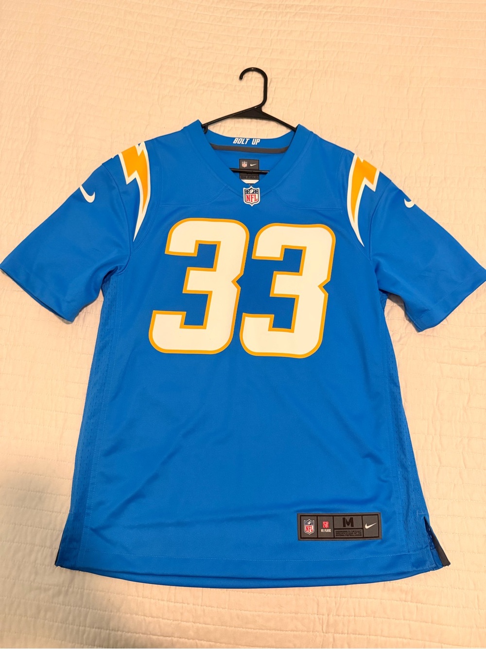 Nike Chargers Blue Derwin James Jersey with White and Gold Accents